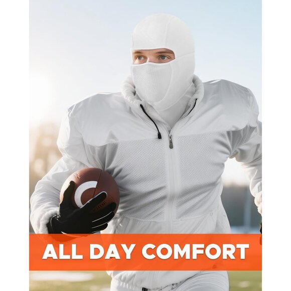 Women's Face Ski Mask with Movable Design Fleece Winter Face Cover White - Picture 5 of 6